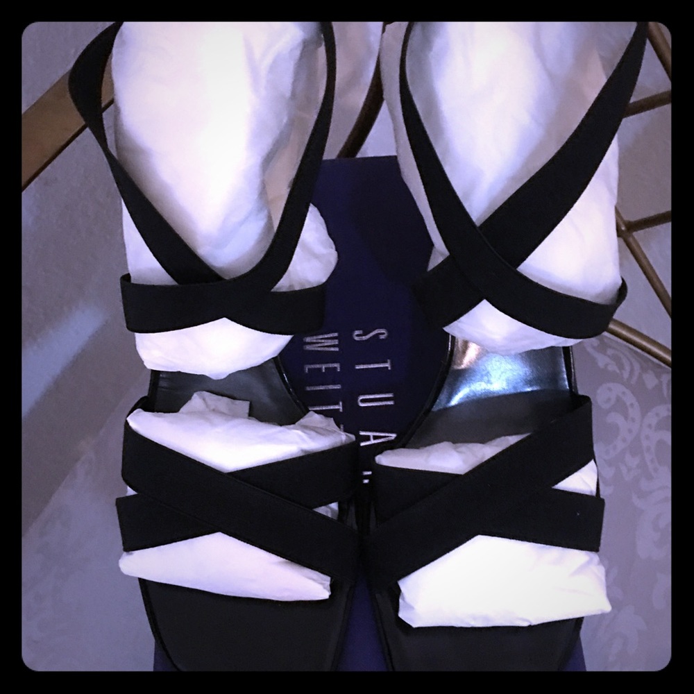 NIB Stuart Weitzman Expedite Black Elastic Sandals